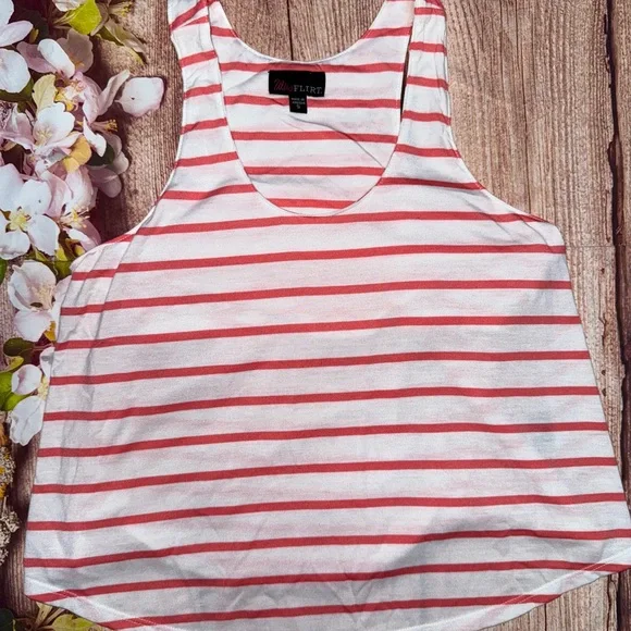 Ultra Flirt Coral and White Striped Top - Picture 3 of 5